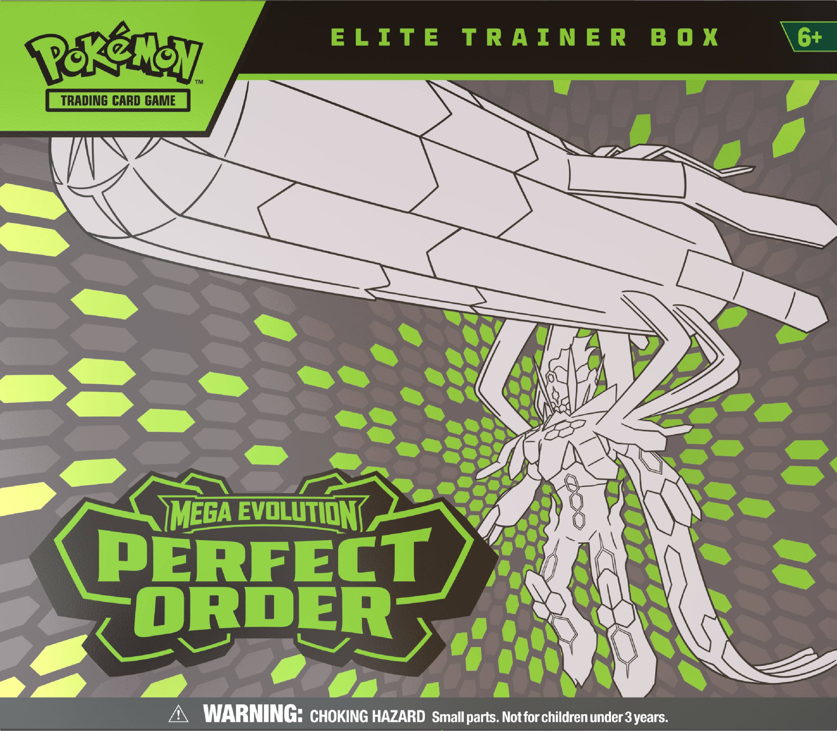 Pokémon Trading Card Game Elite Trainer Box 6+ Mega Evolution Perfect Order!  
Warning: Choking Hazard. Small parts. Not for children under 3 years.