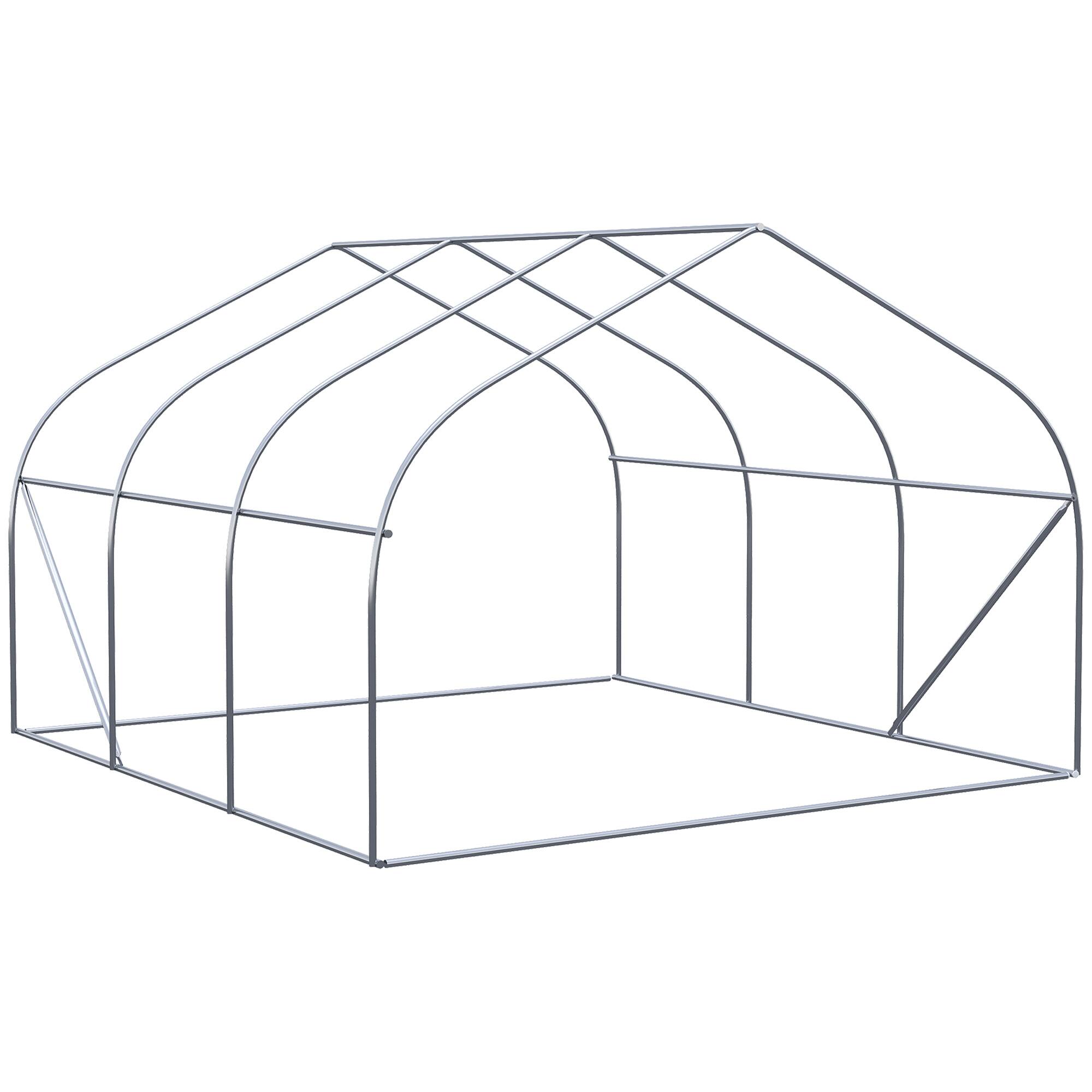 Alt View 8. Outsunny - 11.5' x 10' x 6.5' Walk-in Greenhouse, Tunnel Green House with Zippered Mesh Door and 6 Mesh Windows - White.
