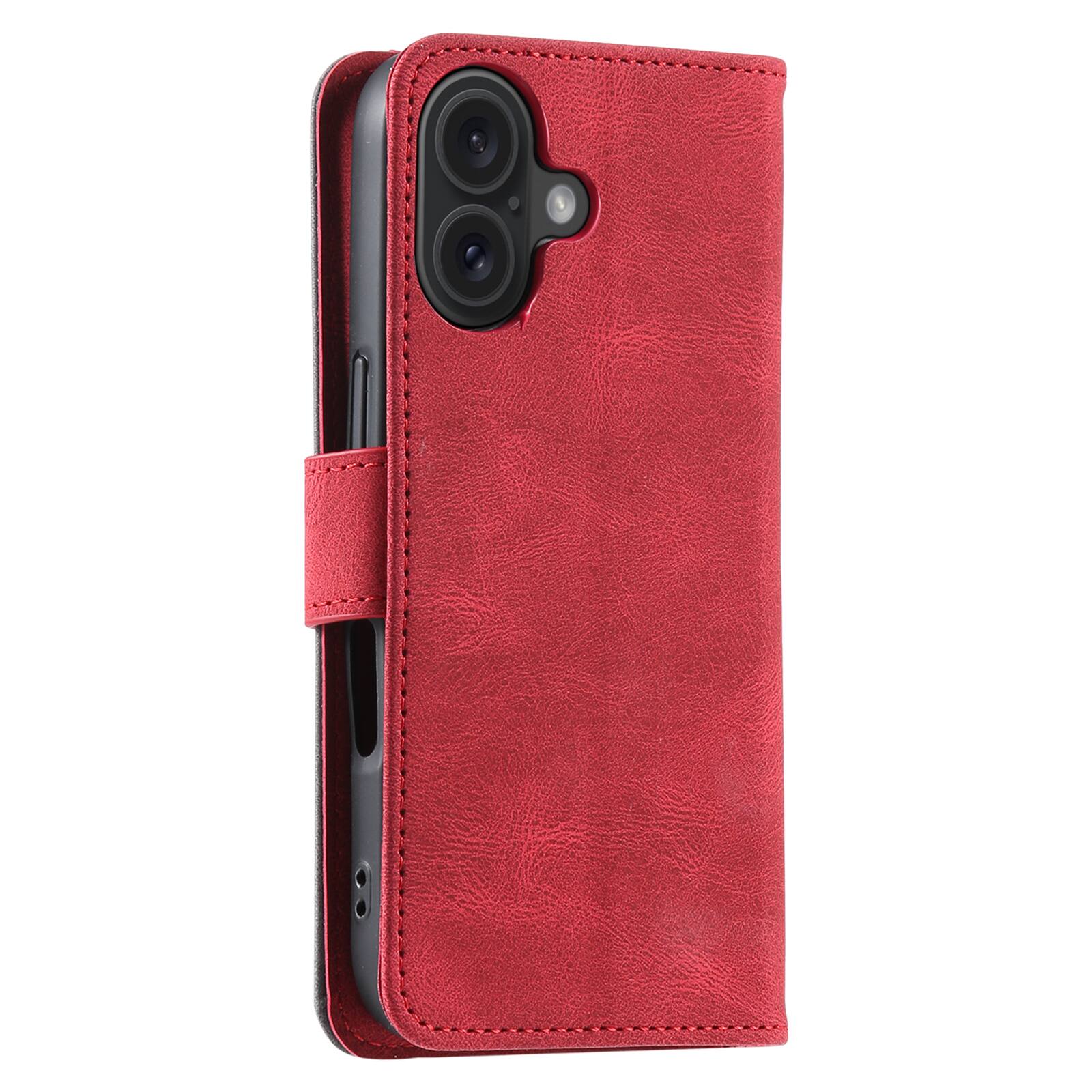 Alt View 4. Dteck - Wallet Case for Apple iPhone 17,Vintage PU Leather Flip Card Holder Kickstand Magnetic Closure Phone Cover - Red.