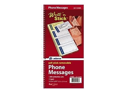 "Adams - 2-Part Write 'N Stick Message Pad, 5.25"" x 11"", 25 Sheets/Pad (SC1153WS) - White" price history on PriceWatchPro