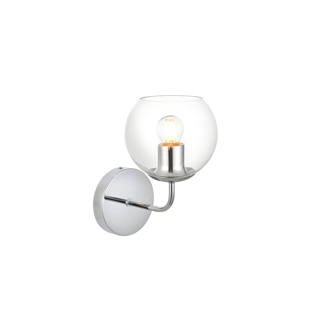Back. Living District - Genesis 1 light Chrome and Clear Bath Sconce - Chrome And Clear.