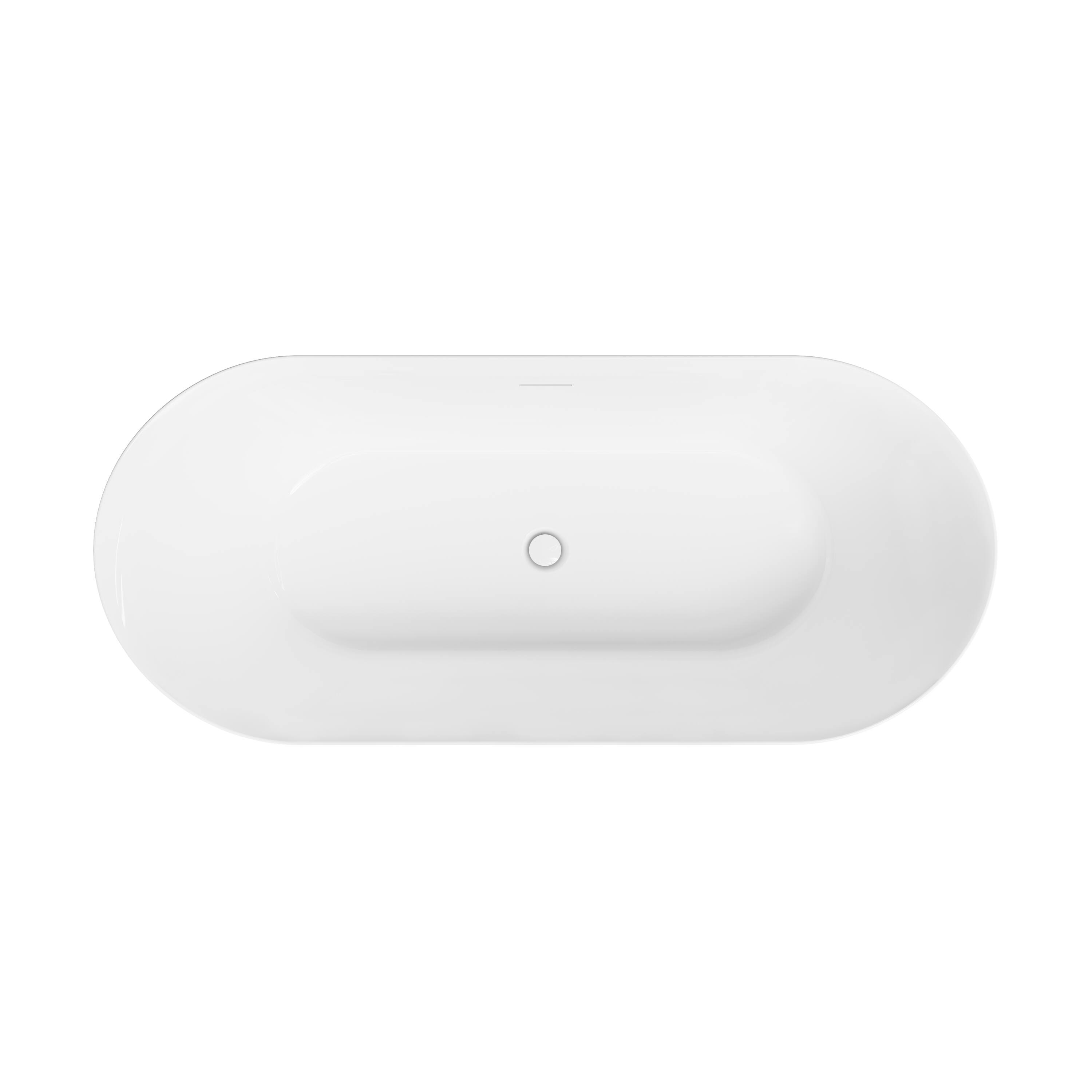 Alt View 9. WELLFOR - Sable 63 in. Acrylic Flatbottom Double Ended Freestanding Soaking  Bathtub with Drain and Overflow - White.
