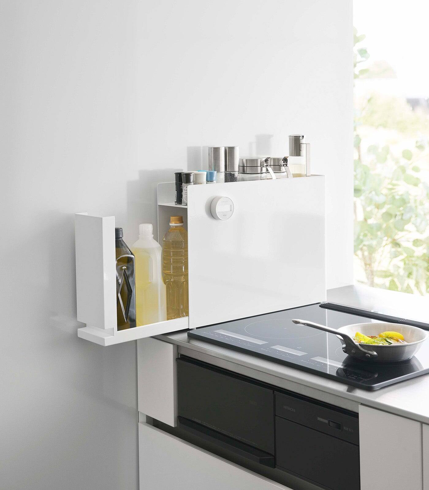 Angle. Yamazaki Home - Sliding Drawer Seasoning Rack - Steel - Black.