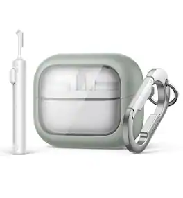 SURITCH - Headphone Bumper Case for Samsung Galaxy Buds 3 Pro/Buds 3/Buds3 FE with Carabiner,Cleaning Kit,Removal Tool,Magnetic - Green