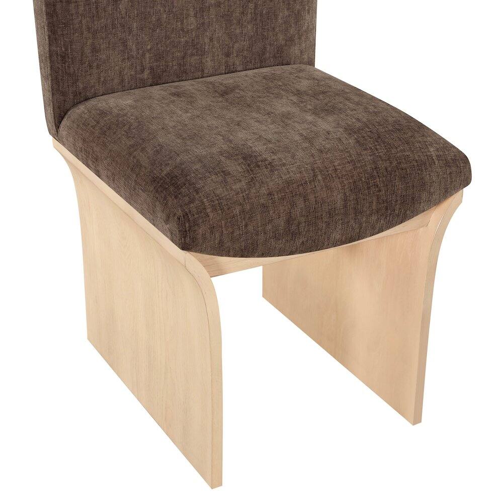 Alt View 3. Meridian Furniture - Shaw Brown Chenille Fabric Upholstered Dining Chair - Brown.