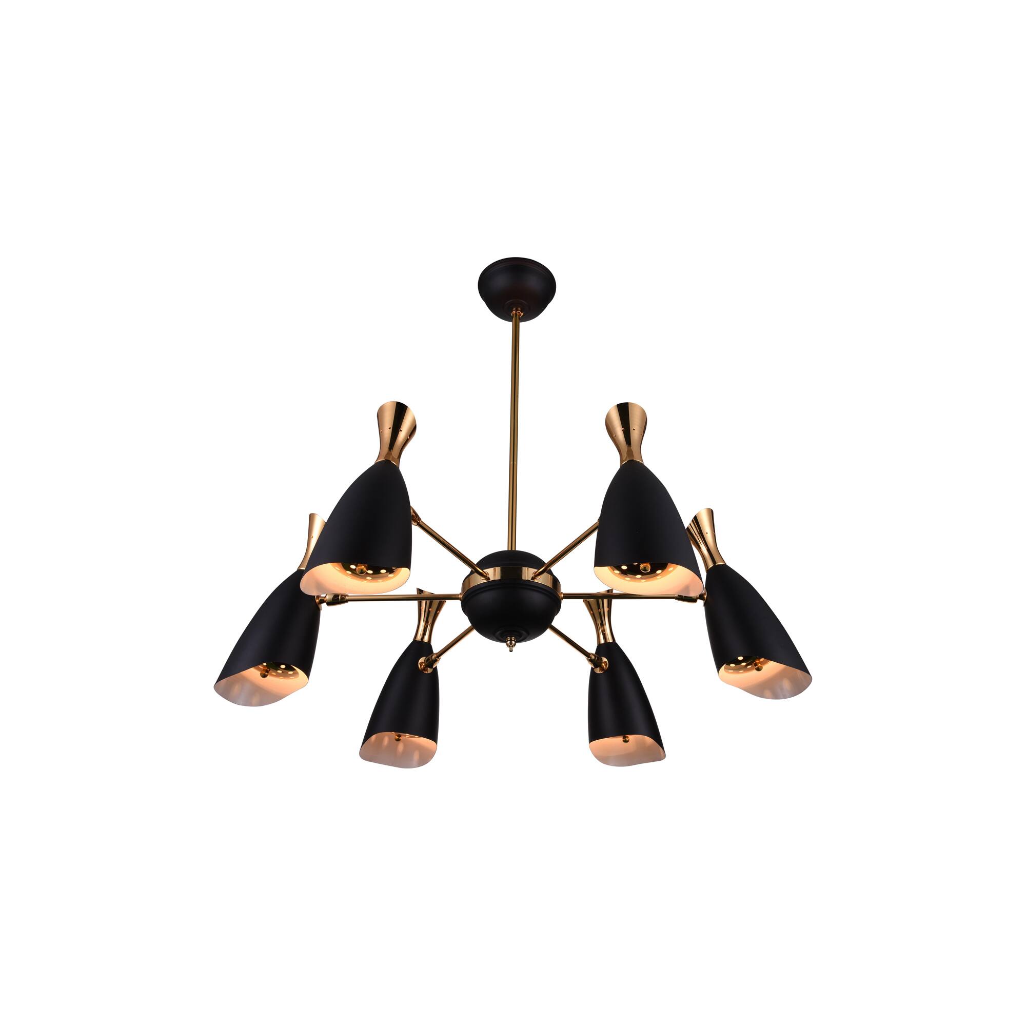 Angle. CWI Lighting - Rolin 12 Light Down Chandelier With Matte Black & Satin Gold Finish - Matte Black & Satin Gold.