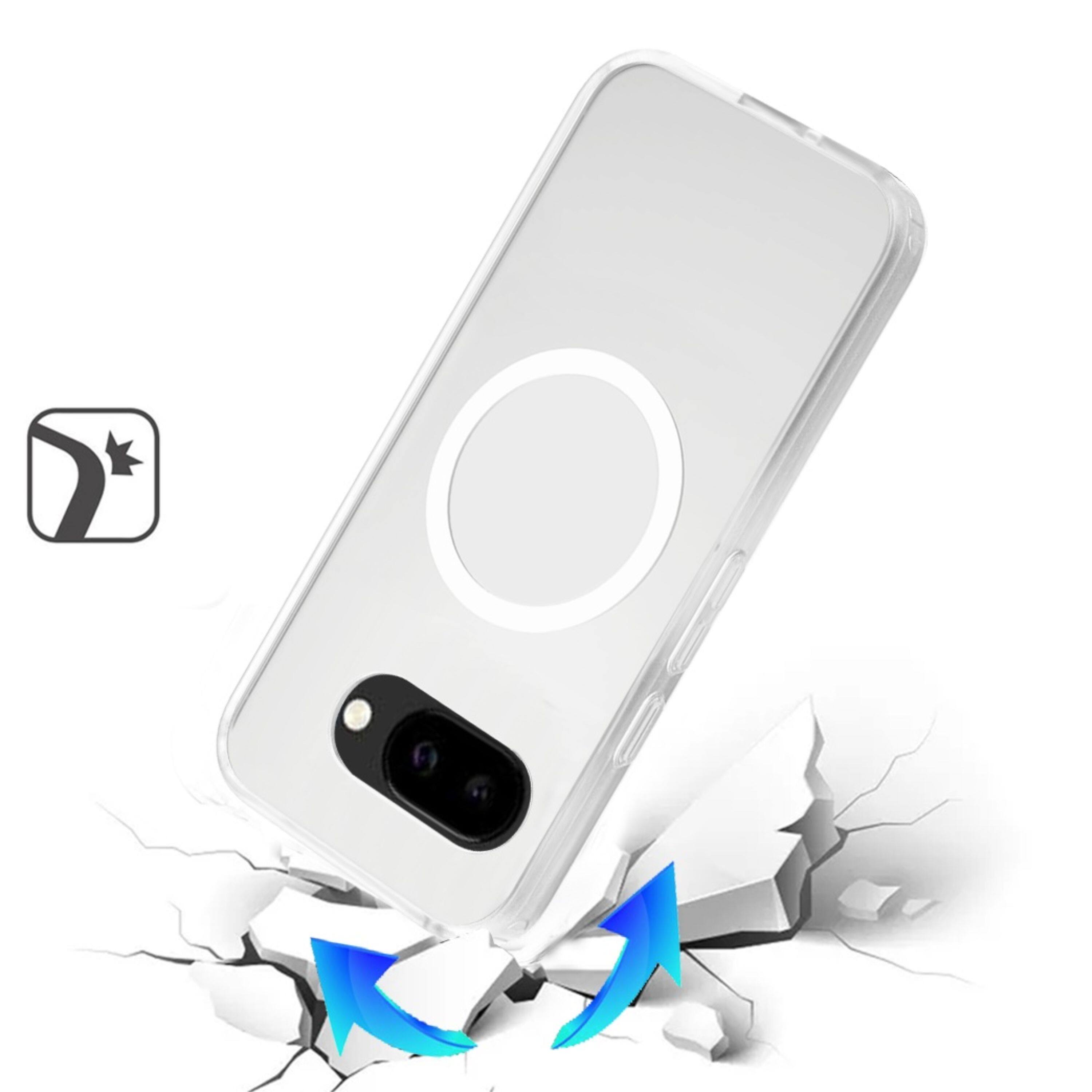 Left. Kitcheniva - Soft Touch Frosted Magnetic Circle Phone Case With Tempered Glass For Google Pixel 10a Clear - Clear.
