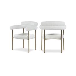 Meridian Furniture - Blake Cream Boucle Fabric Dining Chair, Set of 2 - Beige