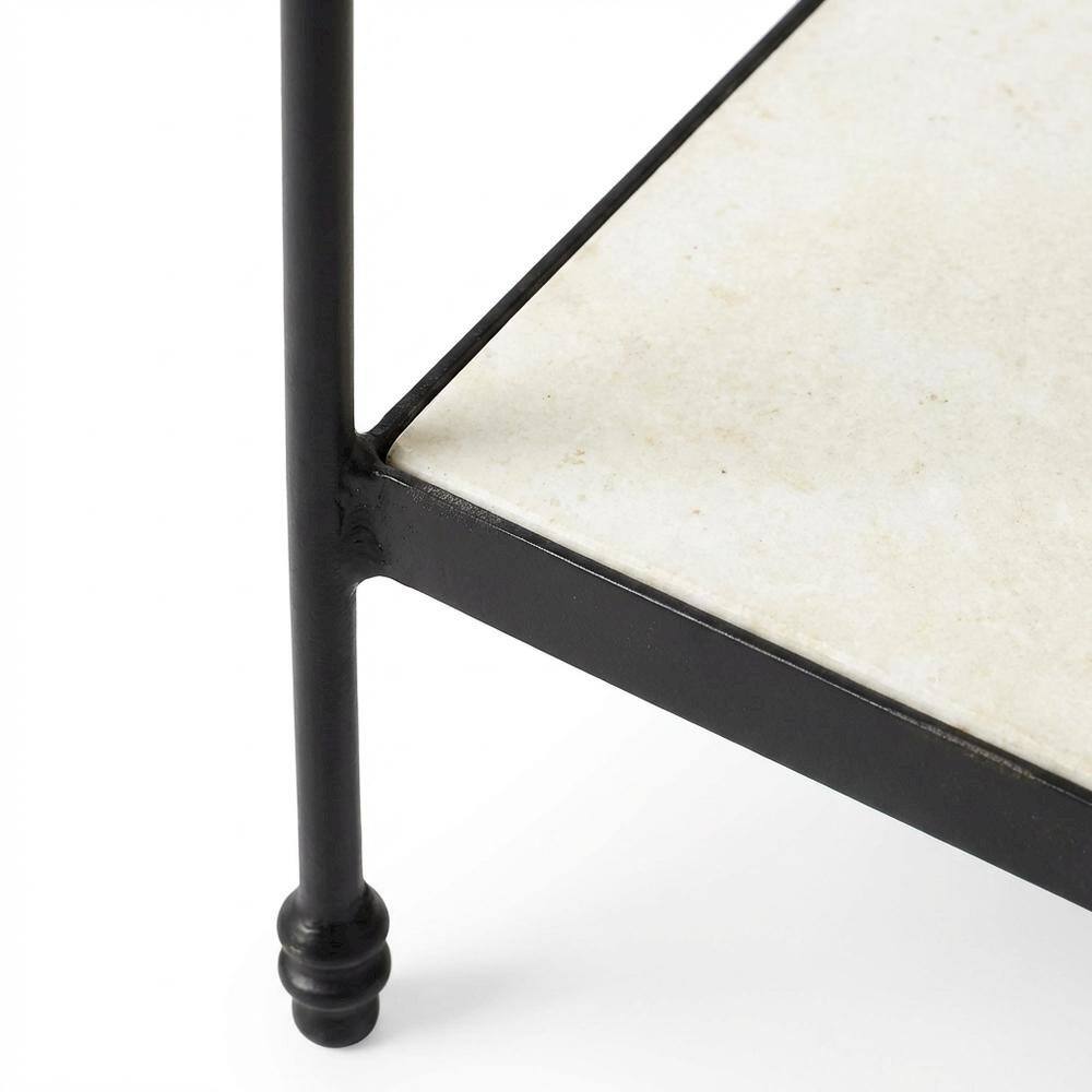 Alt View 1. Starlight Canyon Home - Square Marble Top Side Table with Shelf - Multi-Color.