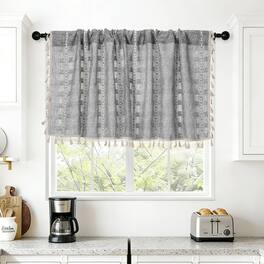 Unique Bargains - Curtain Valances, 18"x52" Semi Sheer Rod Pocket for Small Windows Living/Bed/Bath/Kitchen, Set of 1 Panel - Dark Gray