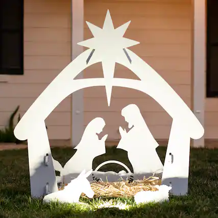 Front. Best Choice Products - Best Choice Products 4ft Outdoor Nativity Scene, Weather-Resistant Decor, Christmas Family Yard Decoration, PVC - White - White.