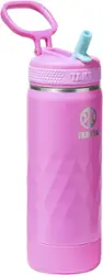 Takeya - Sport 18-oz. Kids Leakproof Water Bottle with Straw Lid - Fuchsia Flash - Front_Zoom