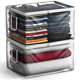 Sorbus - 2 Pack Foldable Large Plastic Bags with Zipper & Carry Handles - Great for Clothes, Blankets, Closets - Clear