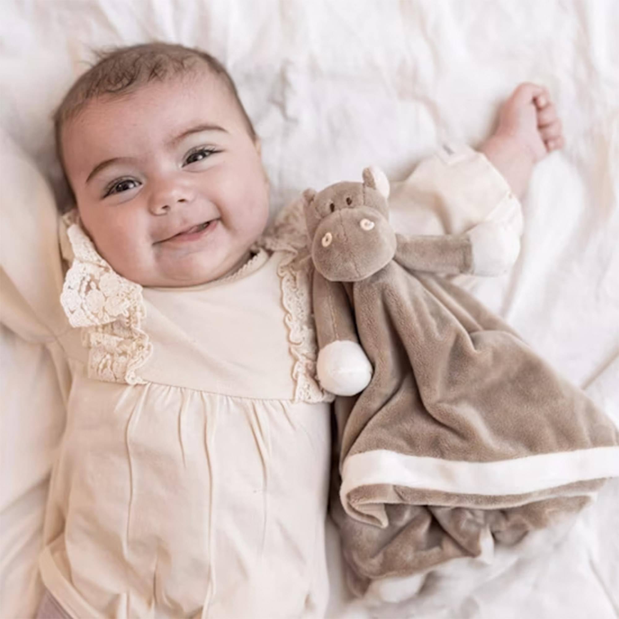 Alt View 1. TriAction Toys - Teddykompaniet Plush Baby Blanket | Hippo - Beige.