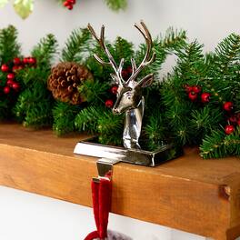 Northlight - 8" Shiny Deer Head Christmas Stocking Holder - Silver