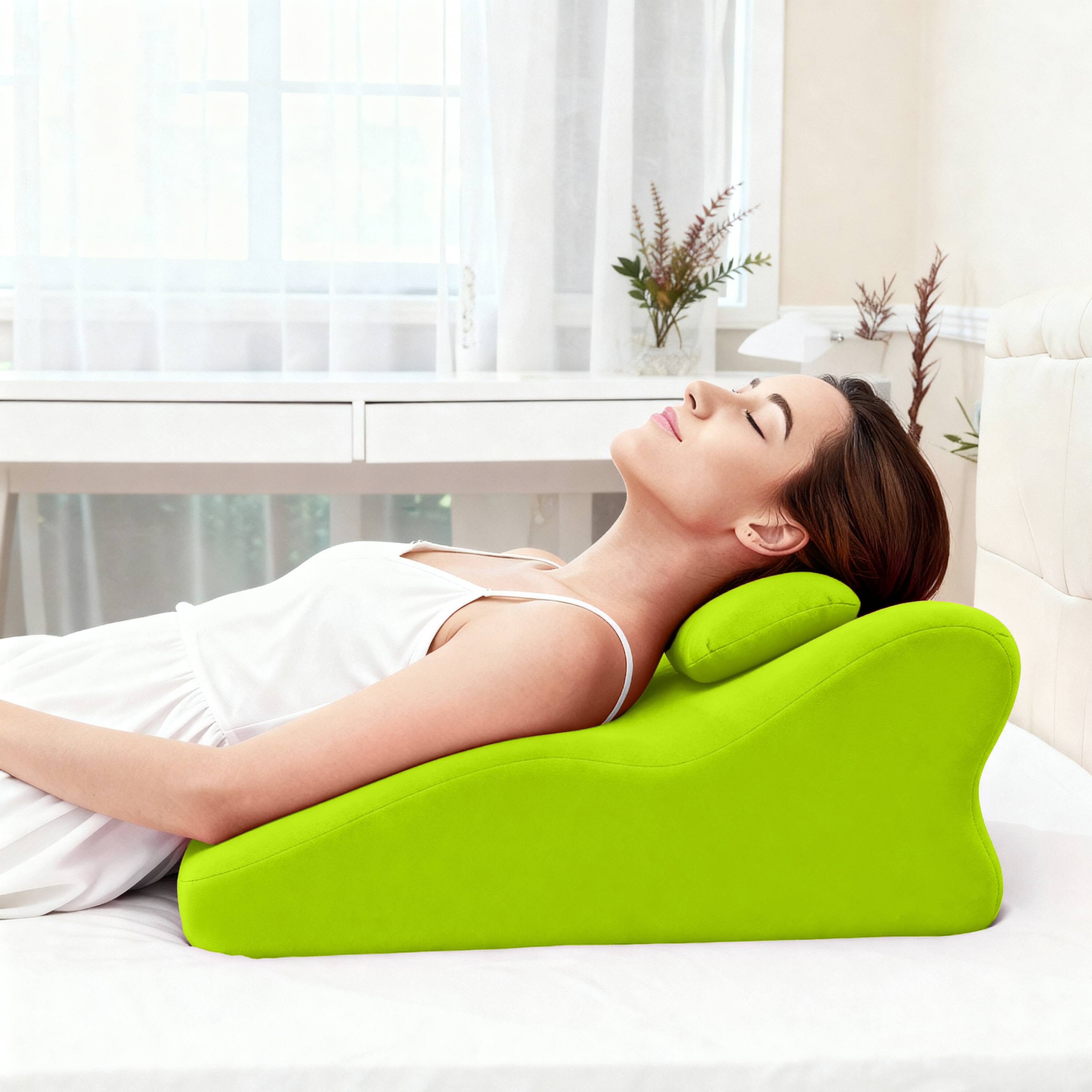 Angle. Z-Edge - Foam Ergonomic Wedge Pillow, Prone Pillow for Sleeping, Reading Pillow for Bed, Ergonomic Support for Back Pain - Green.