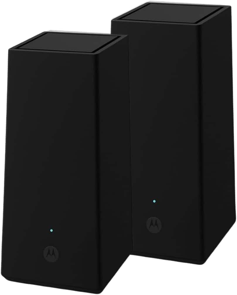 Motorola - MQ20 WiFi 6E Router with Easy Mesh, Tri-Band 8.4 Gbps Speed, 3000 sq. ft Coverage, Dual Pack - Black