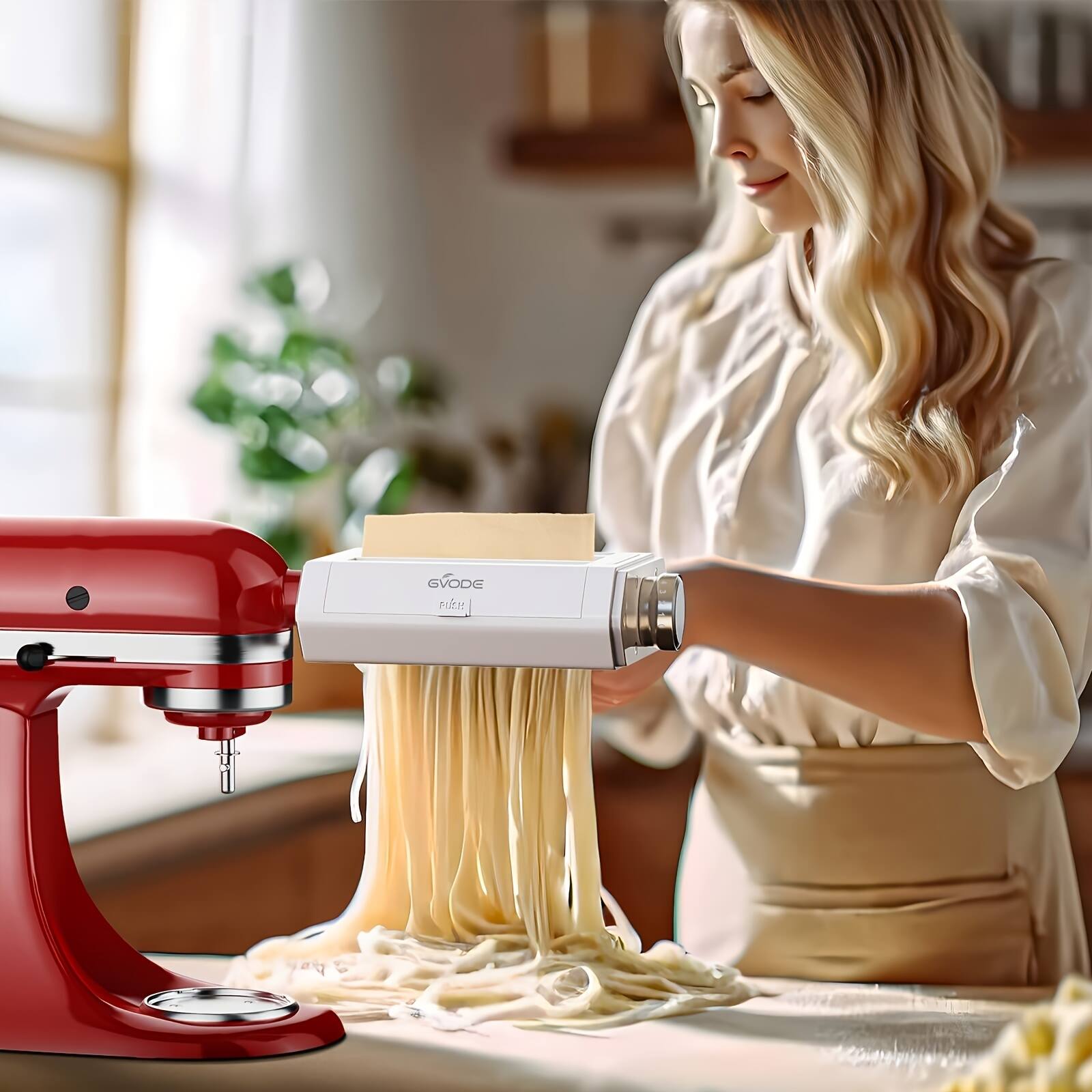 Alt View 6. Gvode - Gvode 3-in-1 Pasta Attachment, Compatible with KitchenAid®, Roller & Cutters, Cleaning Brush - White.
