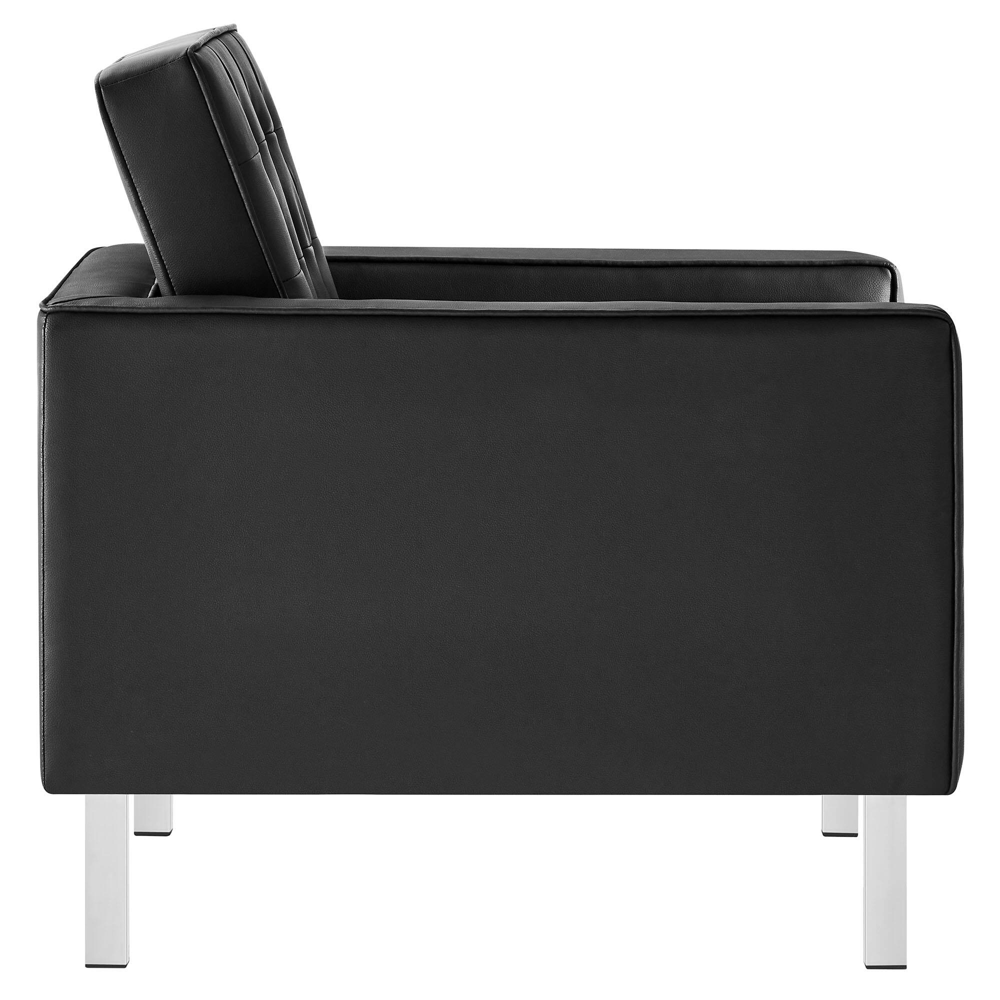 Back. Modway - Loft Tufted Vegan Leather Armchair by Modway - Black.