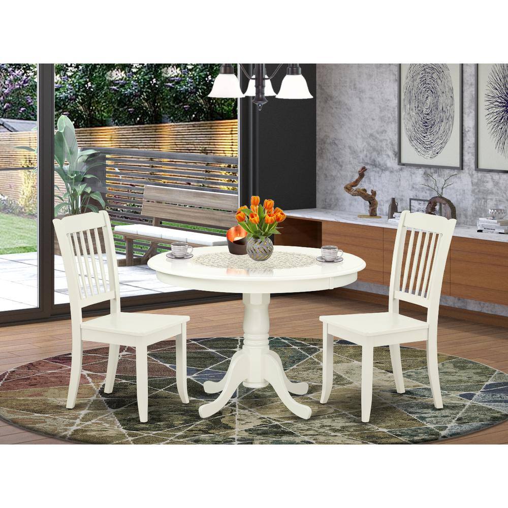 Left. East West Furniture - Dining Room Set Linen White - Brown.