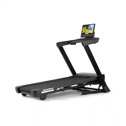 Front. NordicTrack - NordicTrack T Series 16: Folding Treadmill with Incline & Decline, 16" Smart HD Touchscreen, & Powered by iFIT - Black.