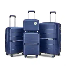 HTUTWOO - Luggage Sets 4 Piece (14/20/24/28) - PP Lightweight and Expandable Suitcase with TSA Lock, Spinner Wheels - Navy Blue