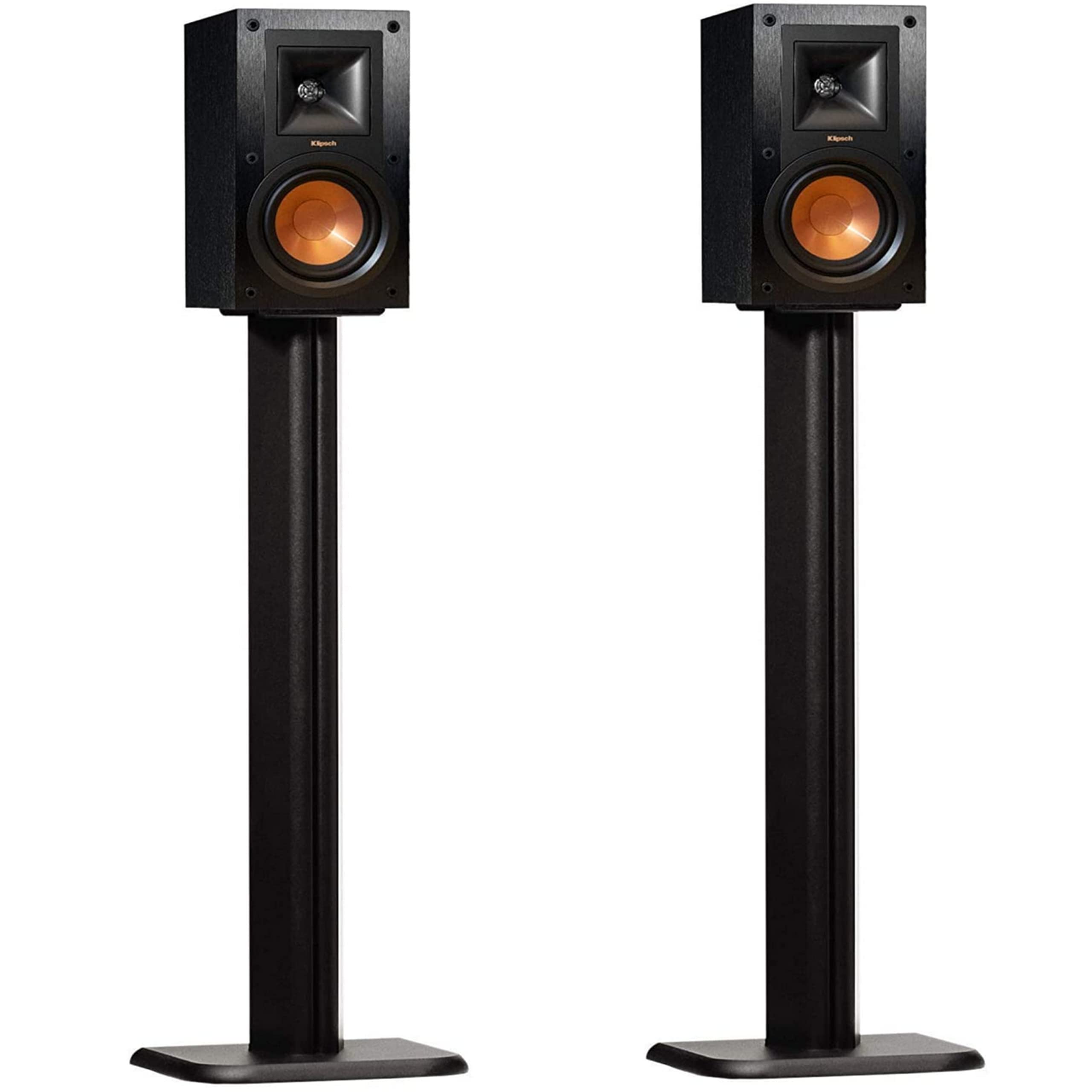 Front. ECHOGEAR - Universal Speaker Stands – Vibration-Absorbing MDF Design – Fits Klipsch, Polk, JBL – Iso Pads & Carpet Spikes Included - Black.