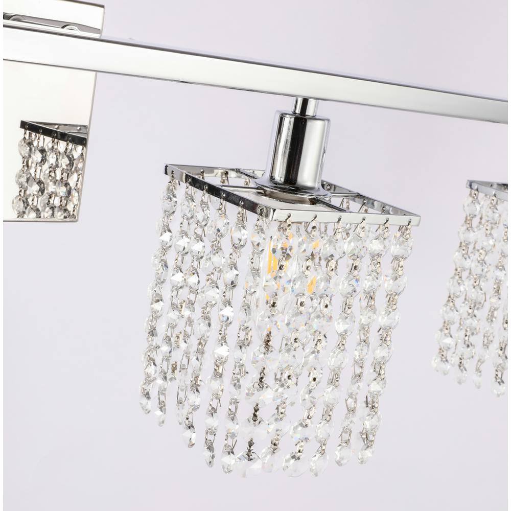 Back. Living District - Phineas 4 light Chrome and Clear Crystals wall sconce - Chrome And Clear Crystals.