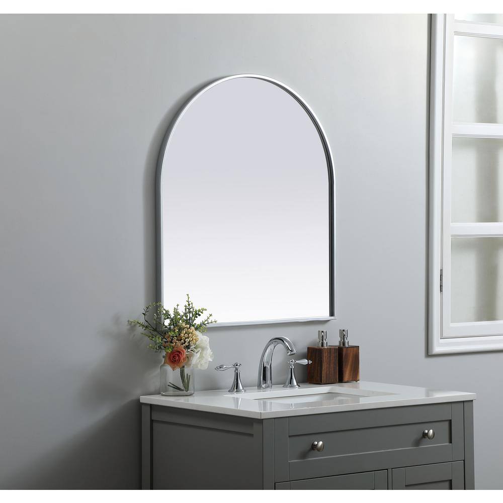 Alt View 4. Elegant Decor - Metal Frame Arch Mirror 27x30 Inch in Silver - Silver.