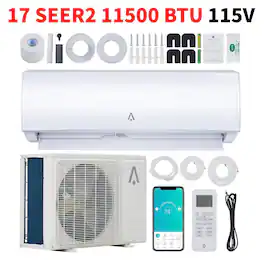 Acekool - 115V 17 SEER2 11500 BTU Wifi Enabled Mini Split Air Conditioner, AC Unit & Heater for 550 Sq.Ft - White