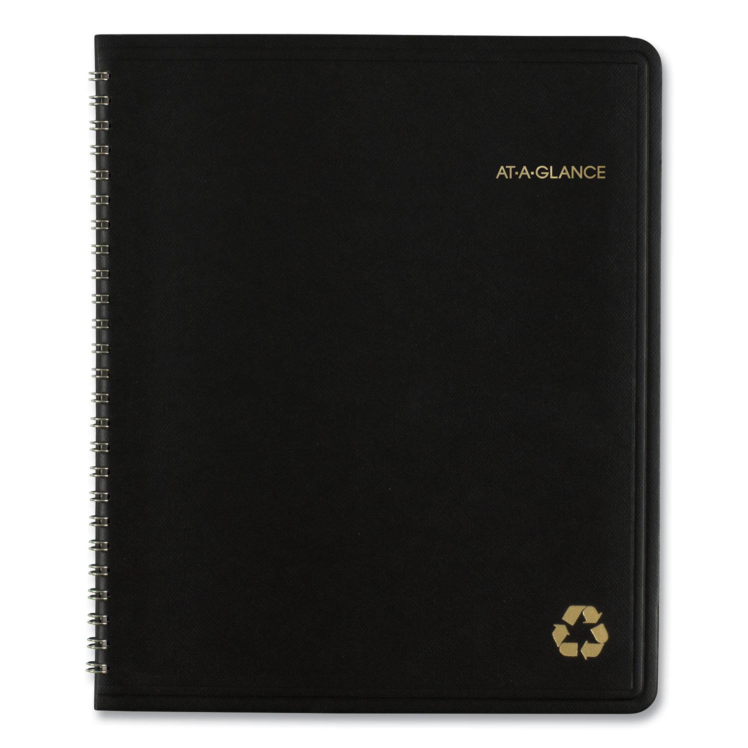 Left. AT-A-GLANCE - Recycled Monthly Planner with Perforated Memo Section 8.75 x 7 Black Cover 12 Month Jan to Dec 2026.