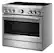 Left. KitchenAid - 36 in. Wide 6 element 5.1 cu. ft. Freestanding Electric Induction Commercial-Style Range with Air Fry - Stainless Steel.