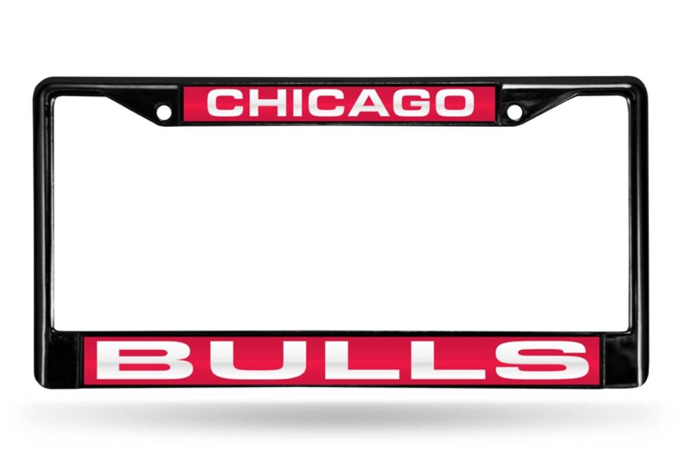 Chicago Bulls Black Metal License Plate Frame Holder