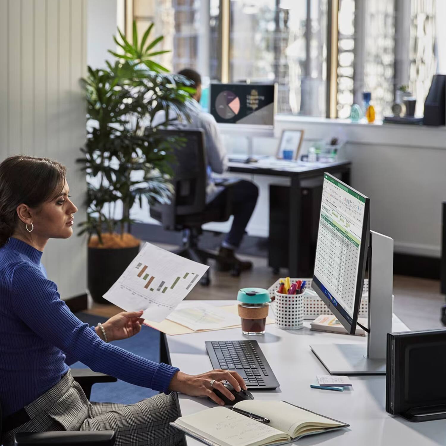 Alt View 5. HP - HP Pro Mini 400 Mini Desktop (Intel i5-14500T, 64GB DDR4, 4TB PCIe SSD, Intel UHD 770, Win 11 Pro) w/USB Hub - Black.