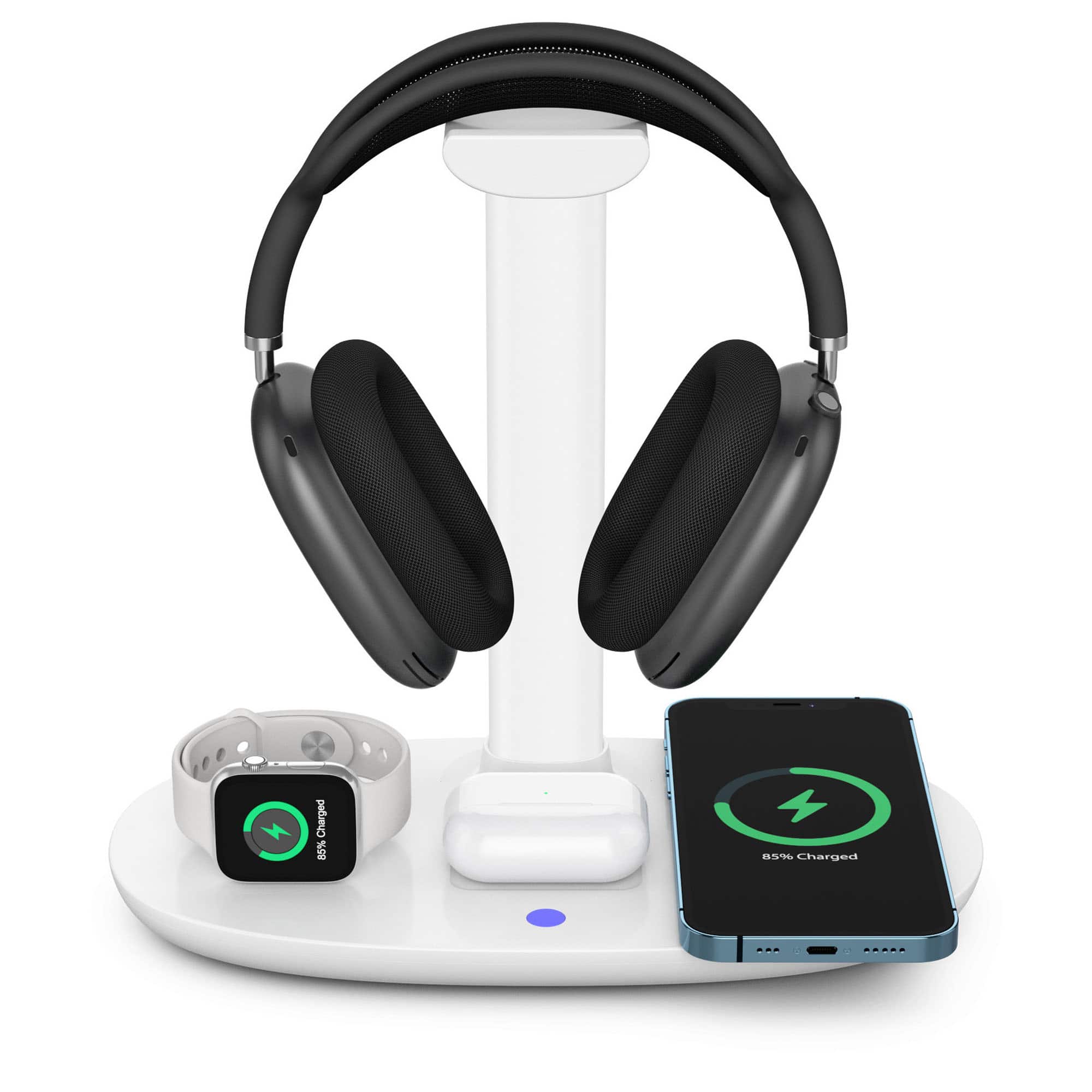 YONWAY - 4 in 1 Wireless Charger with Headphone Stand, 15W Fast Charging Station Headset Holder for iPhone, Apple Watch, AirPods