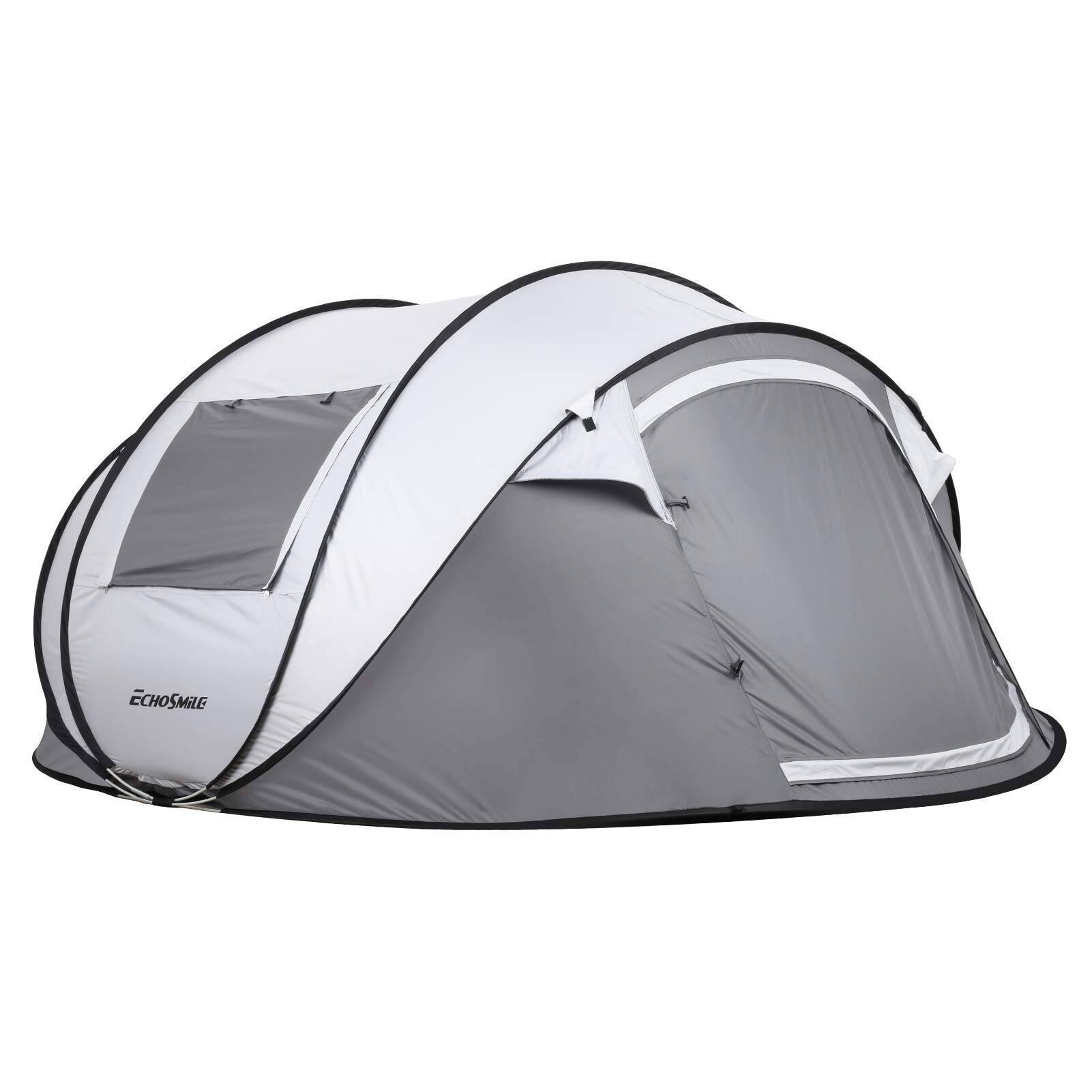 Alt View 8. Wikistore - Wikistore 4 Person Pop Up Tent Instant Setup Water Resistant Portable w/Carry Bag for Camping Hiking & Outdoor 3-Season - ‎White & Grey.