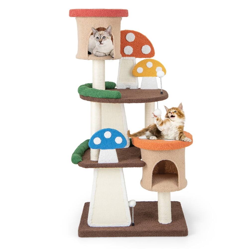 Alt View 2. Kadyn - Cat Tower, Cat Tree for Indoor Cats, 4-In-1 Cat Tree with 2 Condos and Platforms for Indoors-Multicolor for Kittens - Brown.