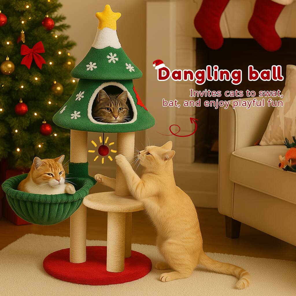 Dangling ball  
Invites cats to swat, bat, and enjoy playful fun