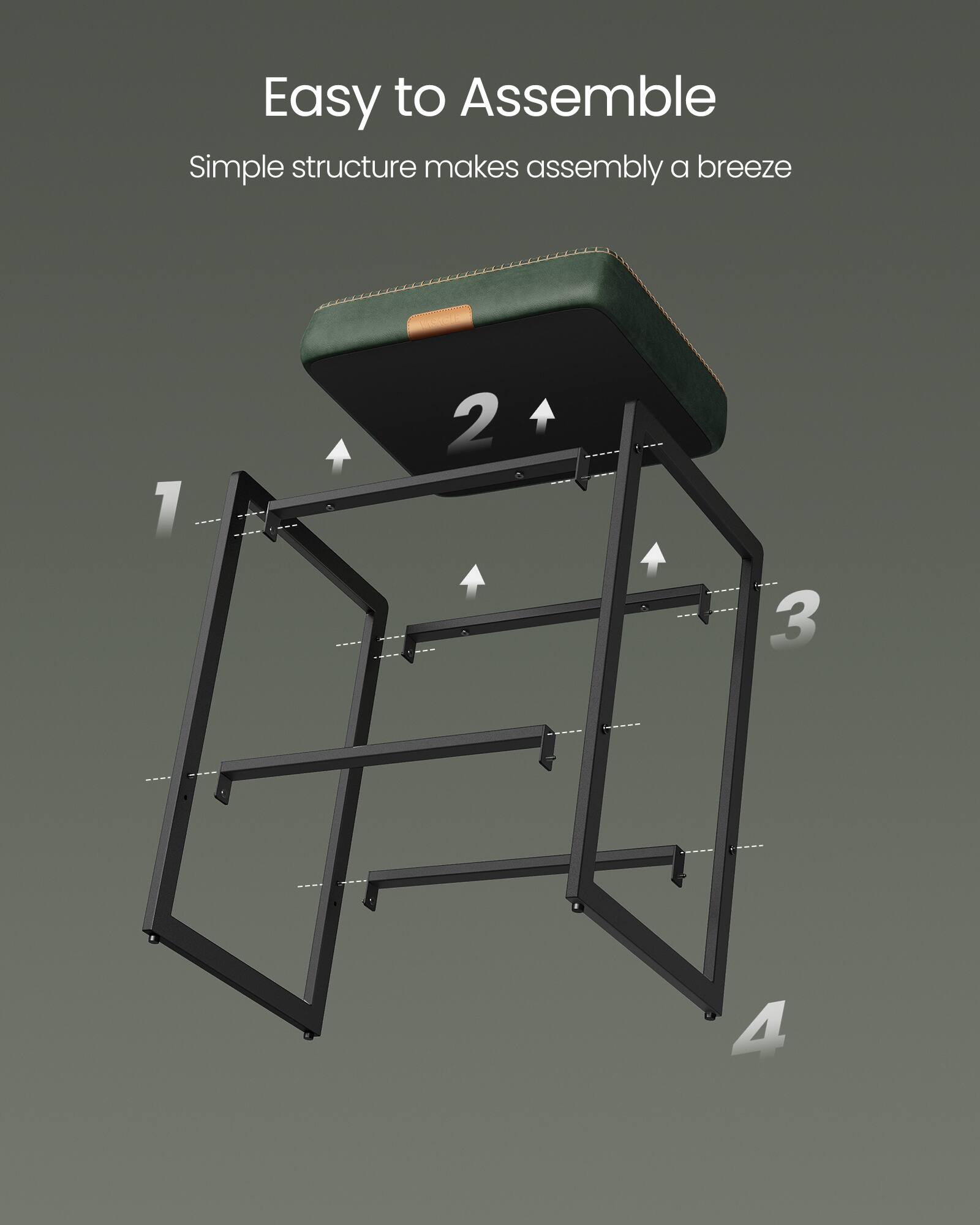 Easy to Assemble  
Simple structure makes assembly a breeze  

1  
2  
3  
4