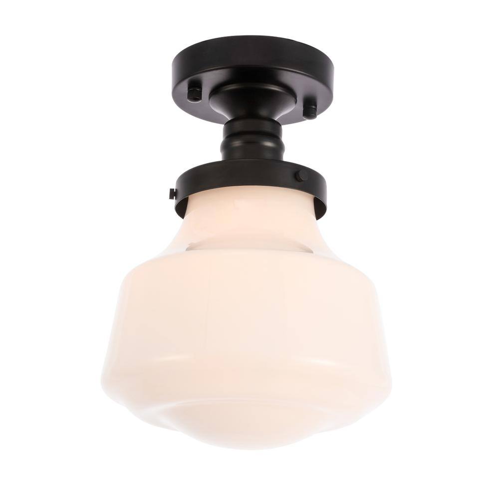 Alt View 7. Living District - Lyle 1 light Black and frosted white glass Flush mount - Black And Frosted White Glass.