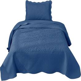 MarCielo - 2/3 Piece 100% Cotton Oversized Bedspread Lightweight Quilt Set - Cosmic Navy