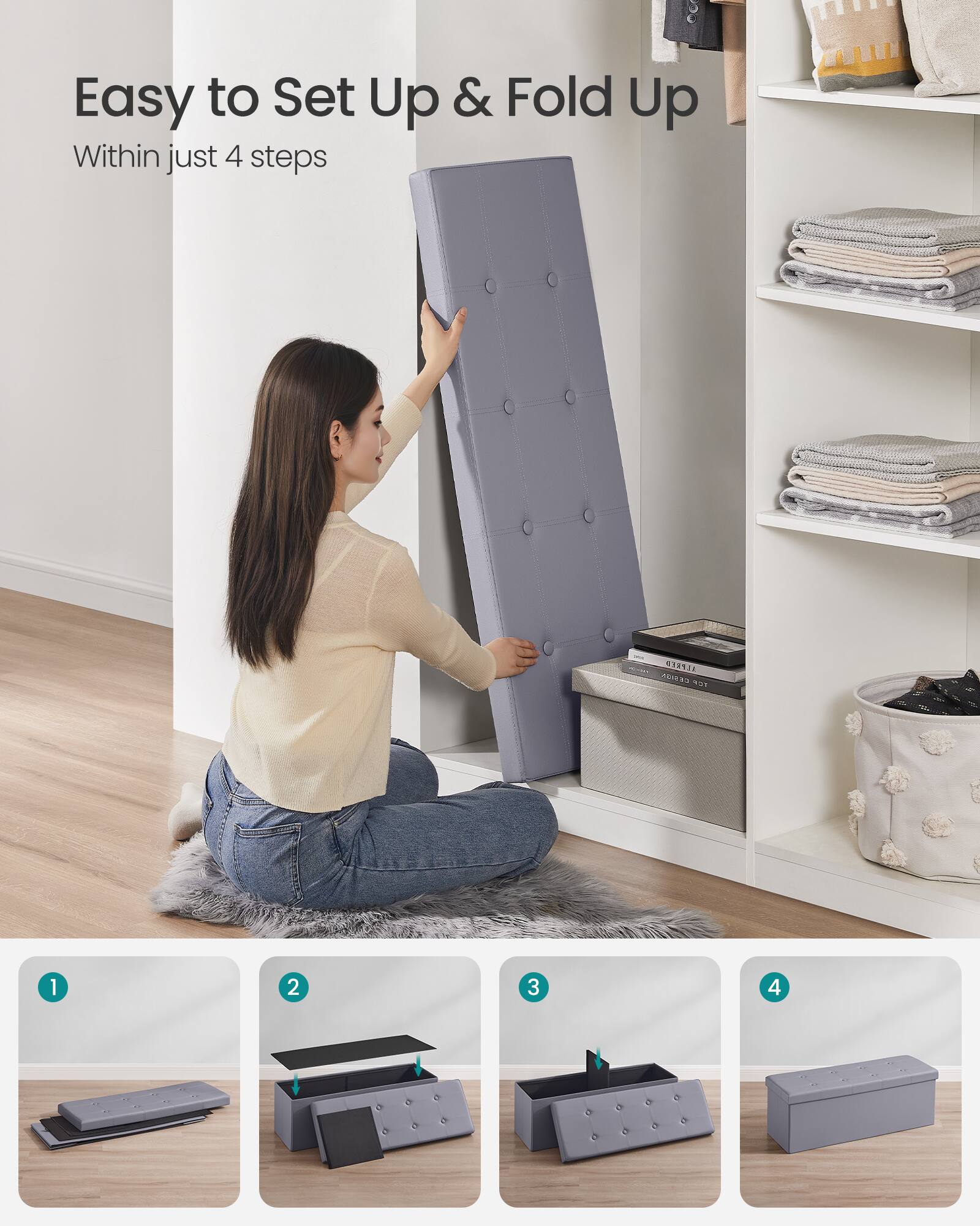 Easy to Set Up & Fold Up  
Within just 4 steps  

1  
2  
3  
4