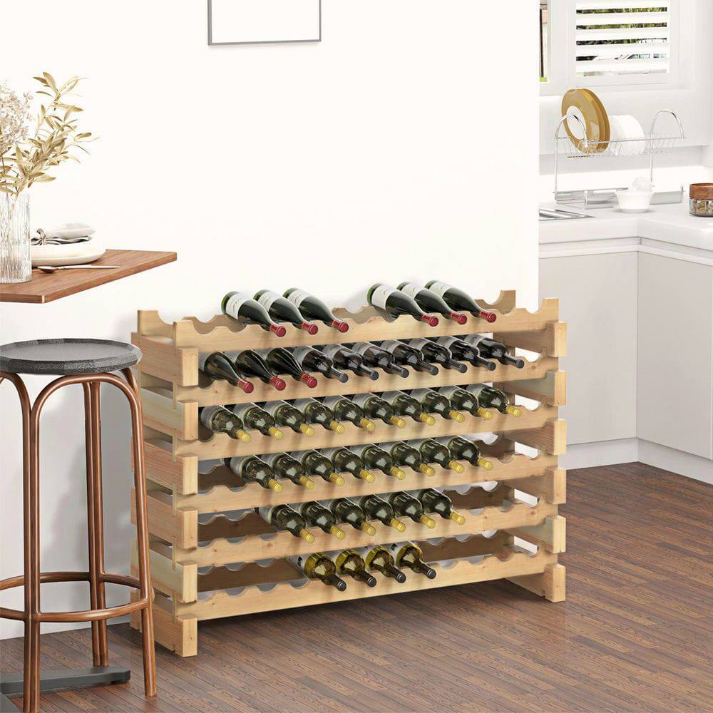 Alt View 2. Kadyn - Stackable Wine Rack Holding 72 Bottles for Kitchen or Cellar, Natural - Brown.