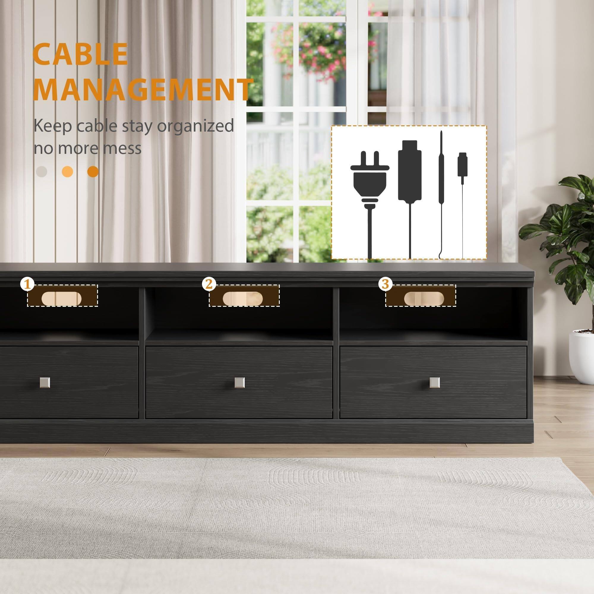 CABLE MANAGEMENT  
Keep cable stay organized no more mess  

1  
2  
3