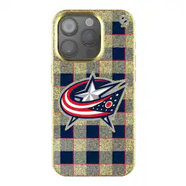 Keyscaper - NHL - Columbus Blue Jackets Plaid Bling iPhone Case - 15 - Multicolor