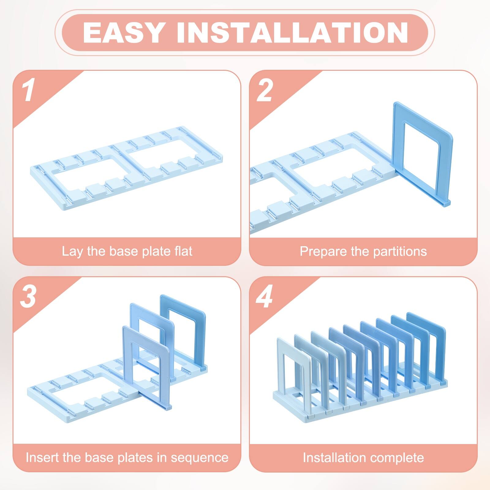 Unique Bargains Desk File Sorter 8 Section Plastic Vertical Dividers ...