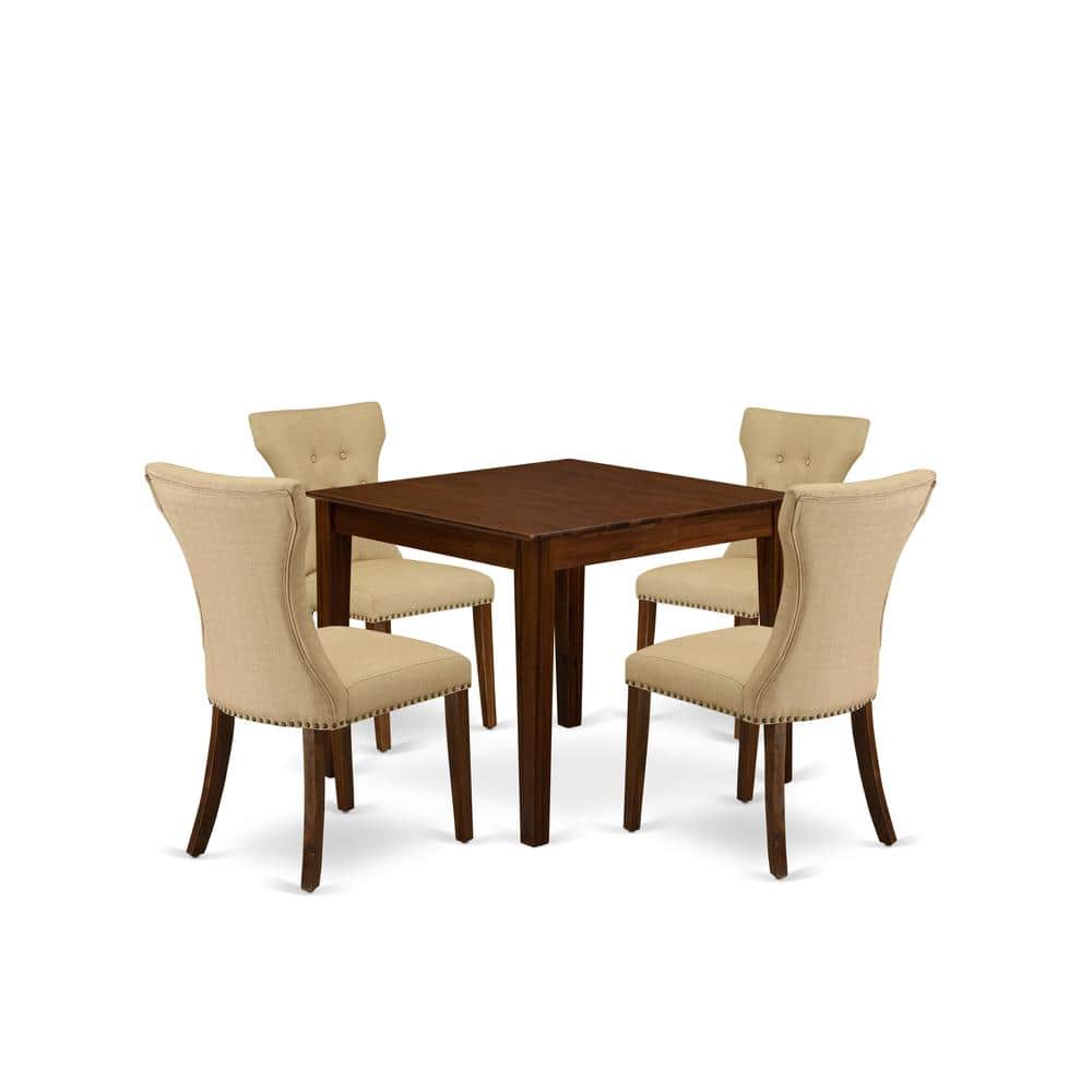 East West Furniture - 5 Pc Dining Set Contains a Square Dining Room Table and 4 Parson Chairs - Gray