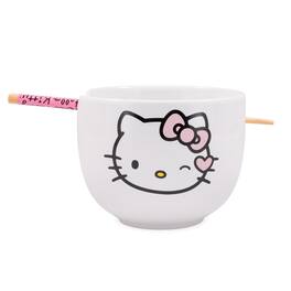 Silver Buffalo - Sanrio Hello Kitty Winking 20-Ounce Ceramic Ramen Bowl With Chopsticks - White