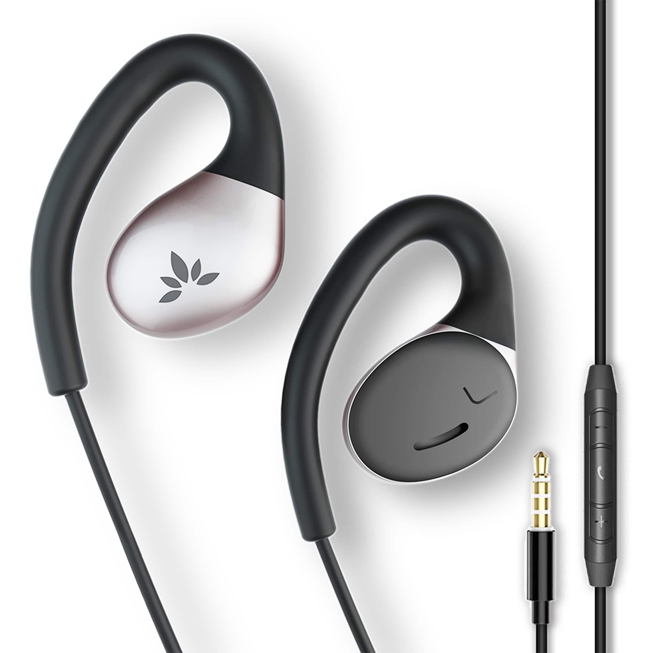 Front. Avantree - Resolve E191 (Small-Medium) 3.5mm AUX – Wired Open-Ear Earbuds w/Mic & Over-Ear Hook.