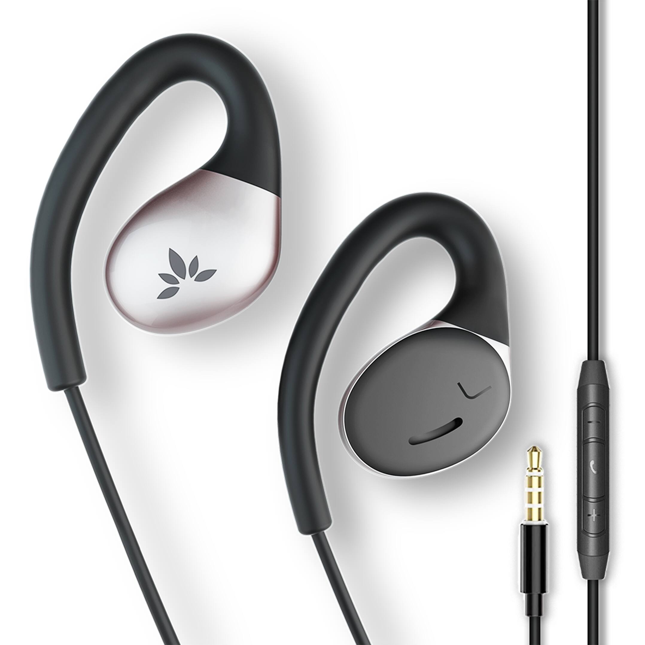 Avantree - Resolve E191 (Small-Medium) 3.5mm AUX – Wired Open-Ear Earbuds w/Mic & Over-Ear Hook